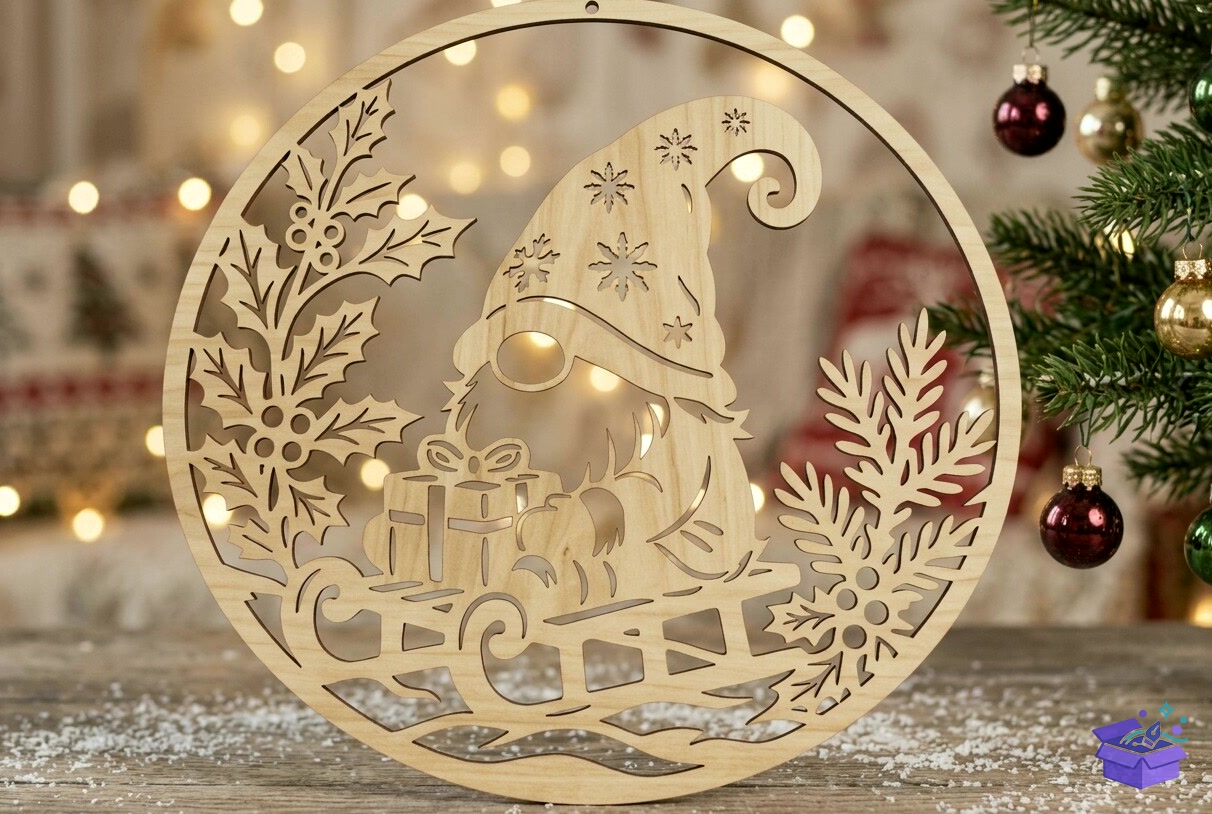 Winter Kranz Wichtel SVG - Lazer Kesim ve Çizim Dosyası (SVG, DXF, EPS, PNG) - detaylı önizleme 2