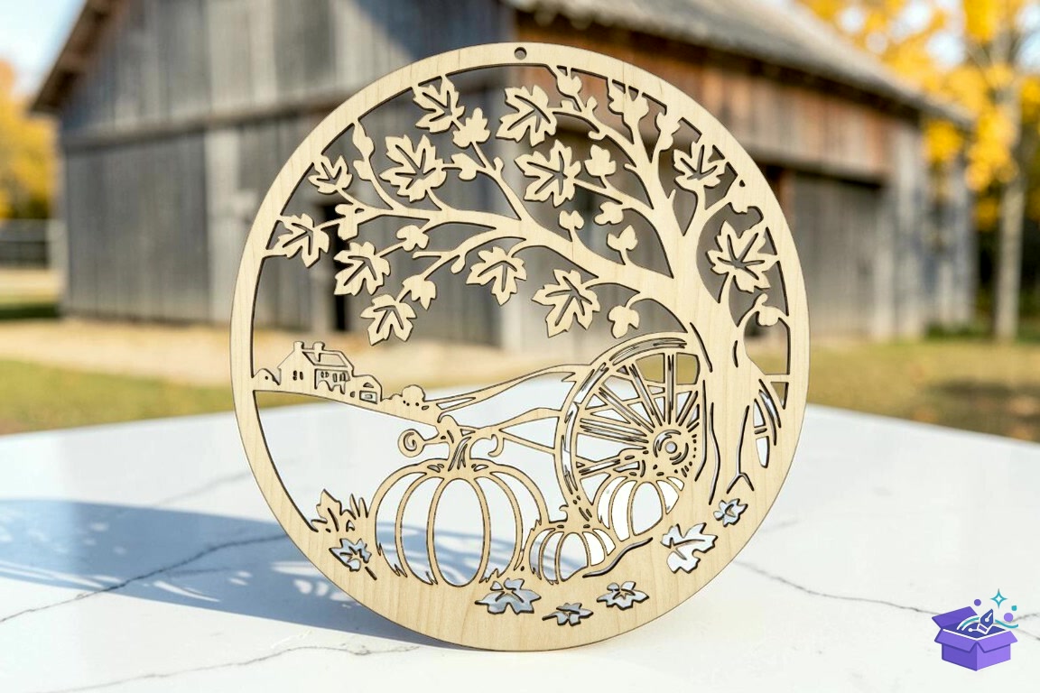 Herbst Kranz Herbststimmung SVG - Lazer Kesim ve Çizim Dosyası (SVG, DXF, EPS, PNG) - Lazer Kesim Dosyaları İndir (DXF, SVG, EPS)