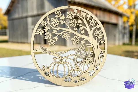 Sonbahar Havası Çelengi (Model 2) - Lazer Kesim ve Çizim Dosyası (SVG, DXF) - Lazer Kesim Dosyaları İndir (DXF, SVG)