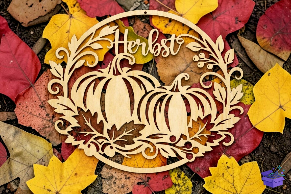 Herbst Kranz Türkranz SVG - Lazer Kesim ve Çizim Dosyası (SVG, DXF, EPS, PNG) - Lazer Kesim Dosyaları İndir (DXF, SVG, EPS)