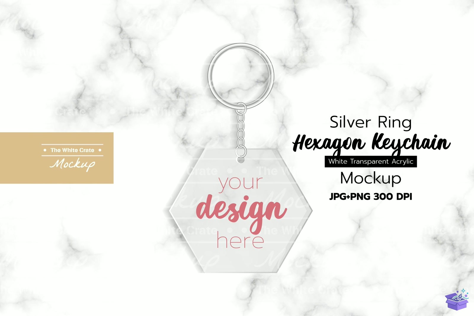 Hexagon Pleksi Anahtarlık Silver Ring - Profesyonel Sunum Mockup Şablonu (SVG, DXF, EPS, PNG) - Lazer Kesim Dosyaları İndir (DXF, SVG, EPS)