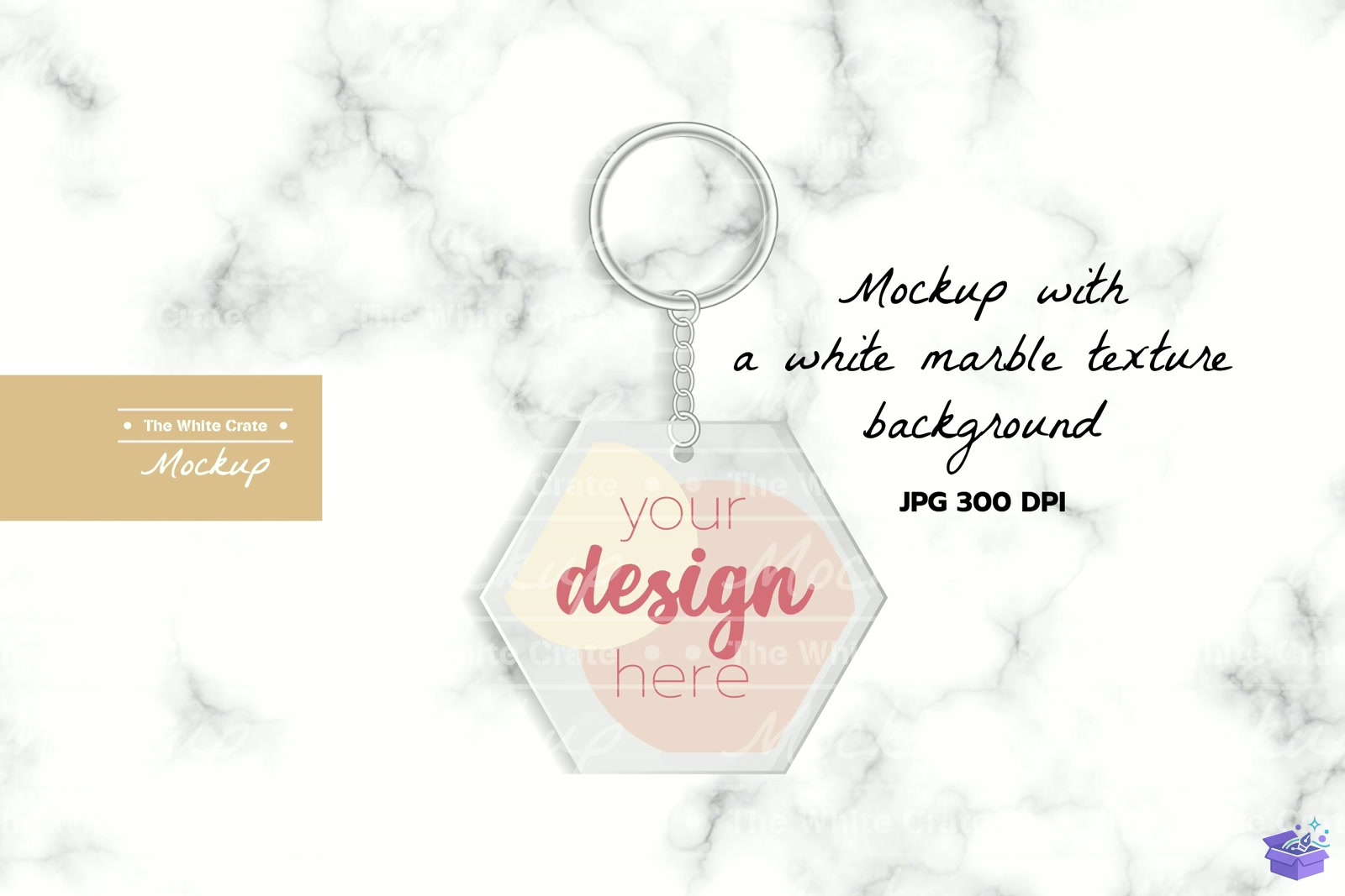 Hexagon Pleksi Anahtarlık Silver Ring - Profesyonel Sunum Mockup Şablonu (SVG, DXF, EPS, PNG) - detaylı önizleme 2