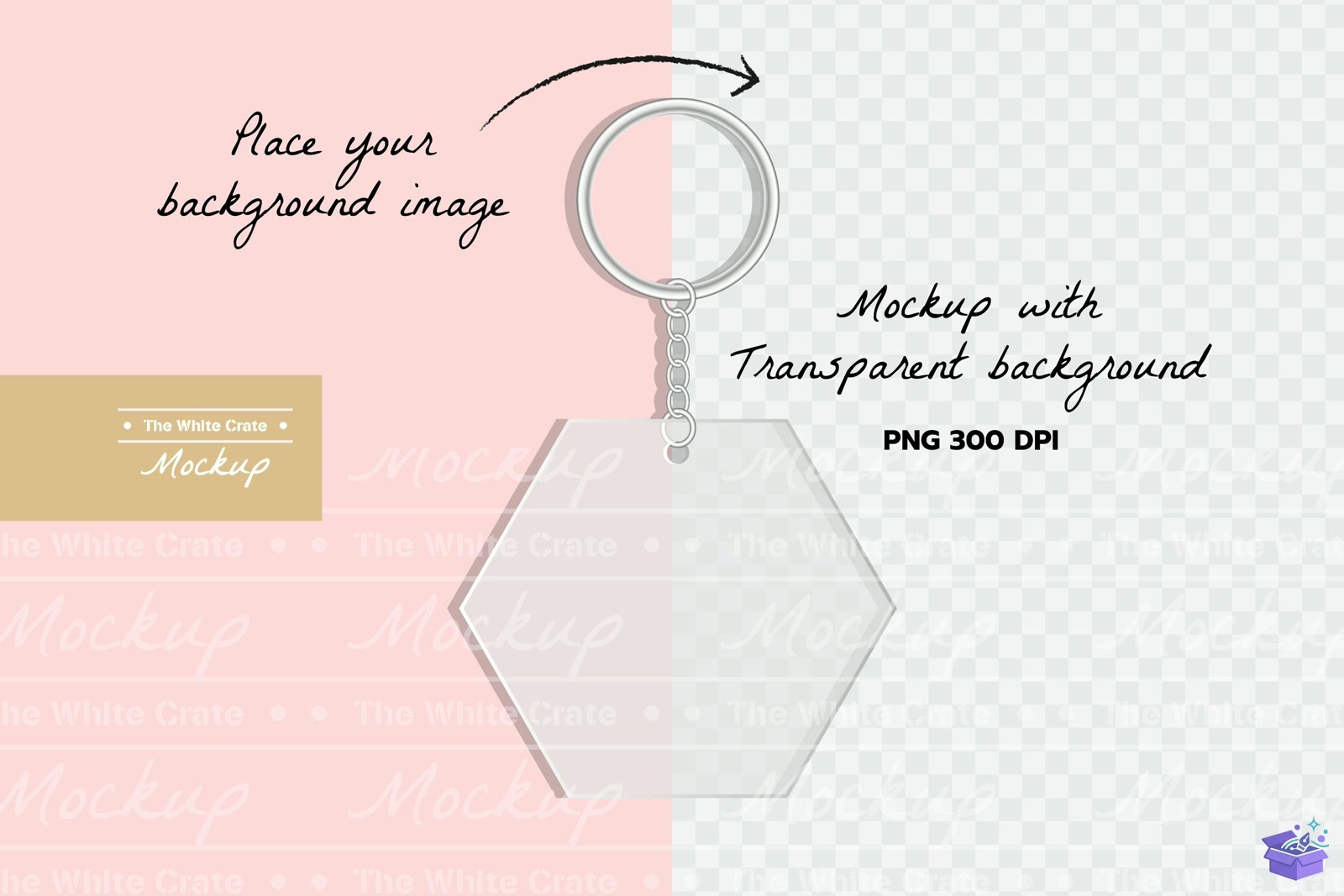 Hexagon Pleksi Anahtarlık Silver Ring - Profesyonel Sunum Mockup Şablonu (SVG, DXF, EPS, PNG) - detaylı önizleme 4