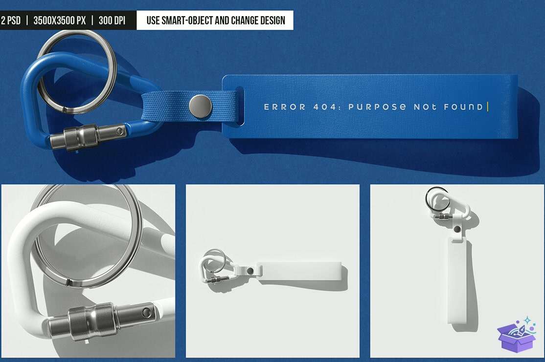 Silicone Keyring With Carabiner Mockup - Profesyonel Sunum Mockup Şablonu (SVG, DXF, EPS, PNG) - detaylı önizleme 3