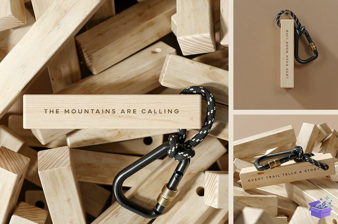 Ahşap Anahtarlık With Rope Mockup - Profesyonel Sunum Mockup Şablonu (SVG, DXF, EPS, PNG) - Lazer Kesim Dosyaları İndir (DXF, SVG, AI)