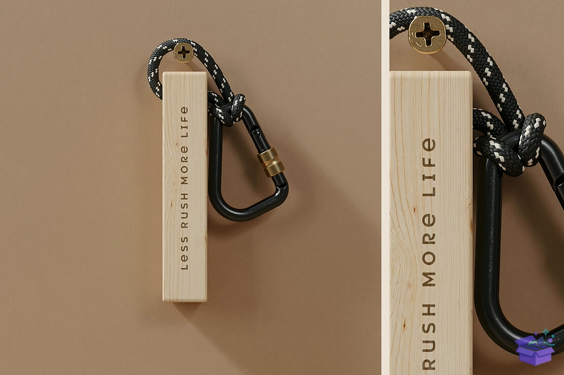 Ahşap Anahtarlık With Rope Mockup - Profesyonel Sunum Mockup Şablonu (SVG, DXF, EPS, PNG) - detaylı önizleme 3
