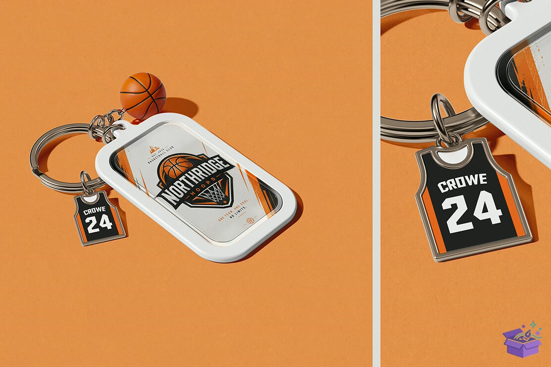 Basketball Anahtarlık With Charms Mockup - Profesyonel Sunum Mockup Şablonu (SVG, DXF, EPS, PNG) - detaylı önizleme 3