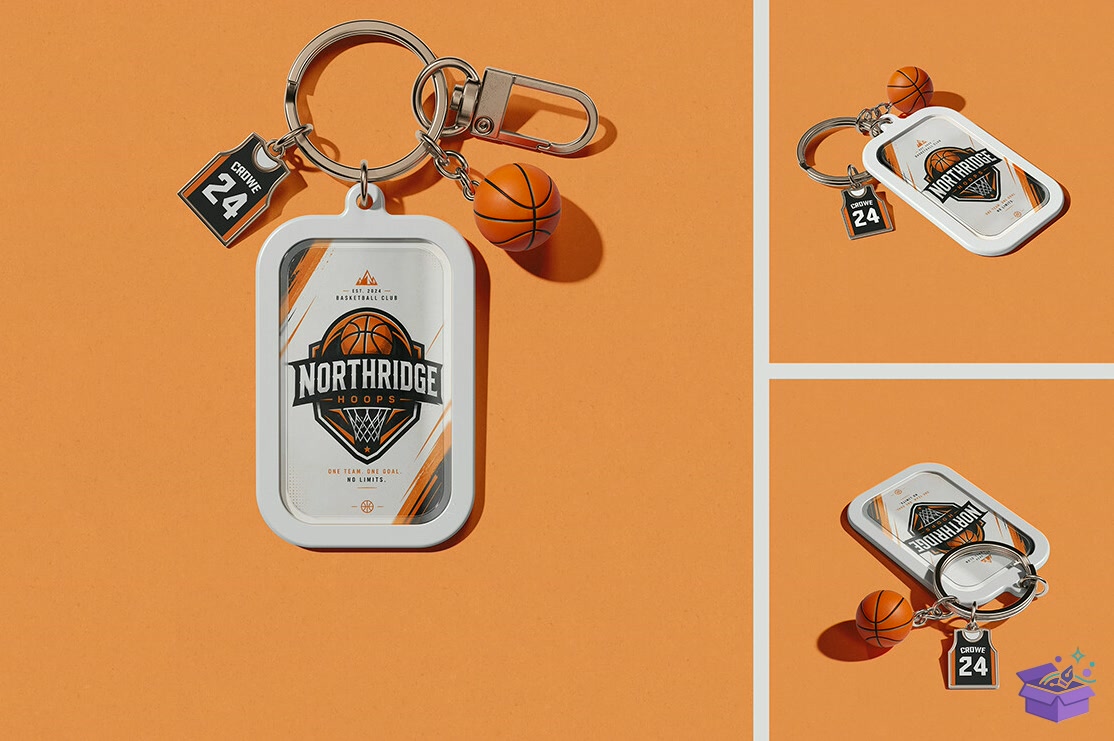 Basketball Anahtarlık With Charms Mockup - Profesyonel Sunum Mockup Şablonu (SVG, DXF, EPS, PNG) - detaylı önizleme 6