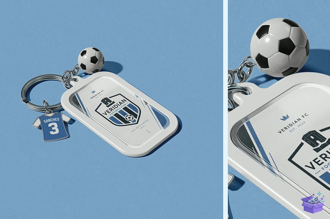 Football Anahtarlık With Charms Mockup - Profesyonel Sunum Mockup Şablonu (SVG, DXF, EPS, PNG) - detaylı önizleme 3