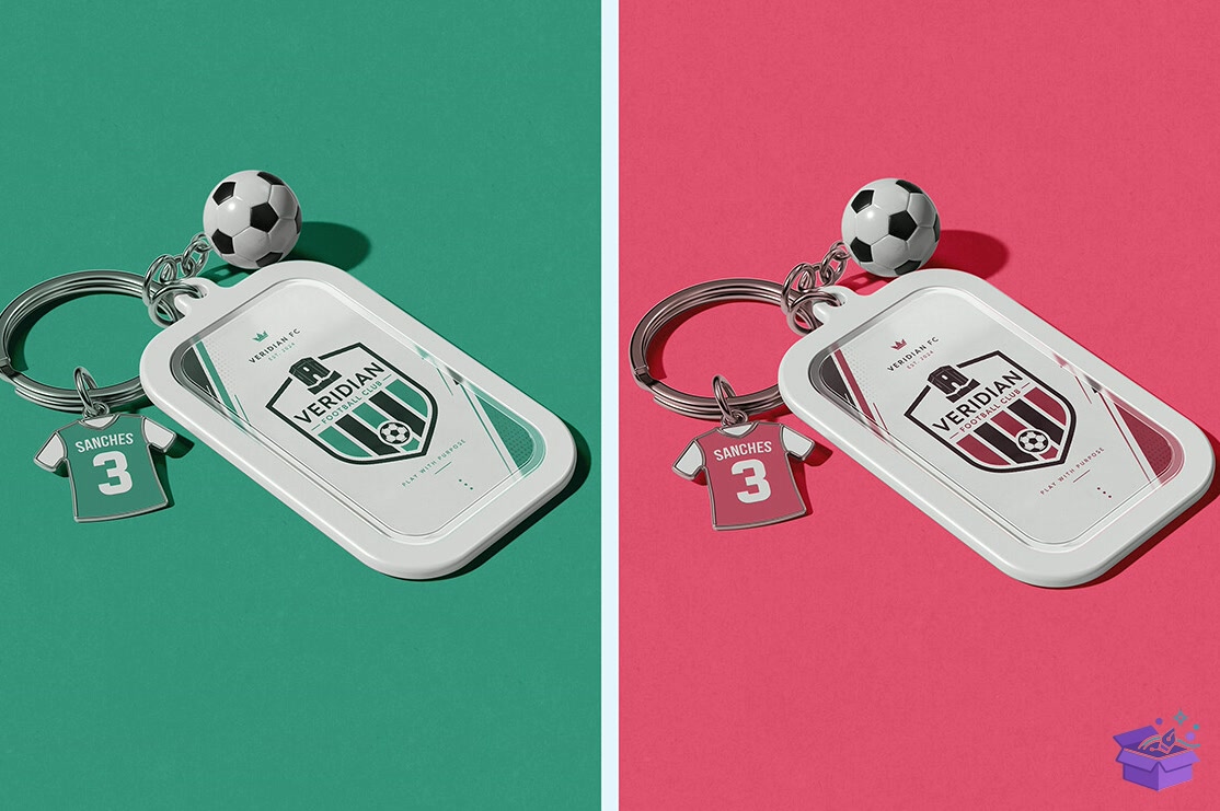 Football Anahtarlık With Charms Mockup - Profesyonel Sunum Mockup Şablonu (SVG, DXF, EPS, PNG) - detaylı önizleme 4