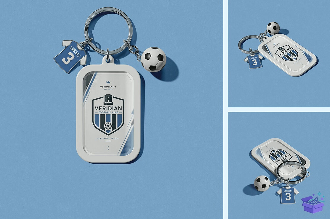Football Anahtarlık With Charms Mockup - Profesyonel Sunum Mockup Şablonu (SVG, DXF, EPS, PNG) - detaylı önizleme 6