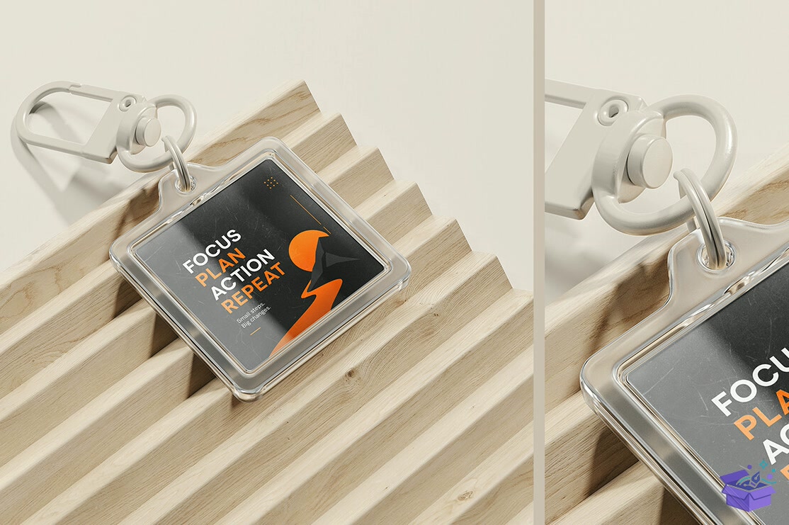 Square Pleksi Anahtarlık Mockup - Profesyonel Sunum Mockup Şablonu (SVG, DXF, EPS, PNG) - detaylı önizleme 2