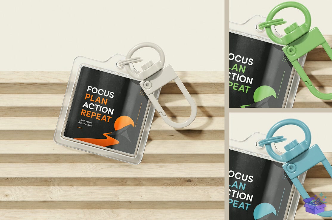 Square Pleksi Anahtarlık Mockup - Profesyonel Sunum Mockup Şablonu (SVG, DXF, EPS, PNG) - detaylı önizleme 3