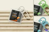 Kare Pleksi Anahtarlık Mockup (3 Tasarım) - Profesyonel Sunum Mockup Şablonu (PDF, PSD) - detaylı önizleme 3