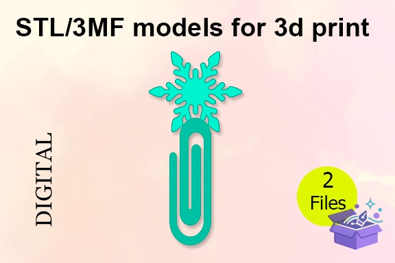Snowflake Paper Clip STL/3MF Files - 3D Baskı ve Model Dosyası (STL, OBJ, 3MF) - 3D İndir (STL, OBJ, 3MF)