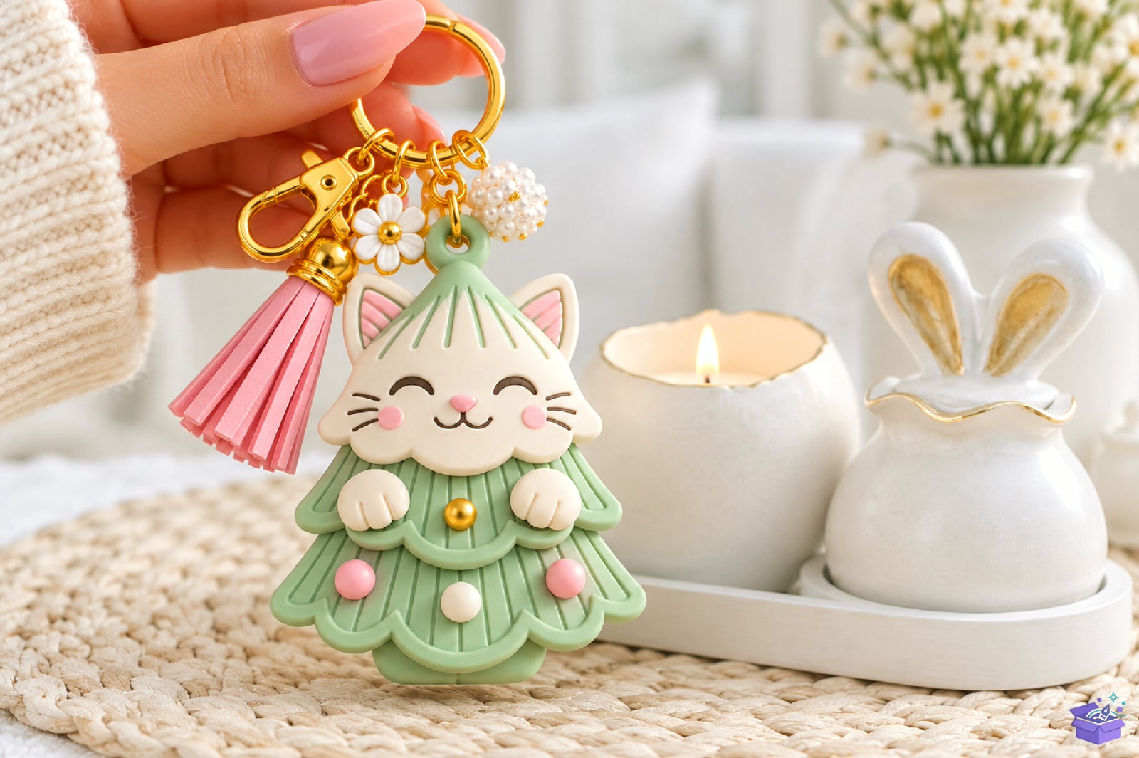 Kedi Yılbaşı Ağacı Anahtarlık STL - 3D Baskı ve Model Dosyası (STL, OBJ, 3MF) - detaylı önizleme 3