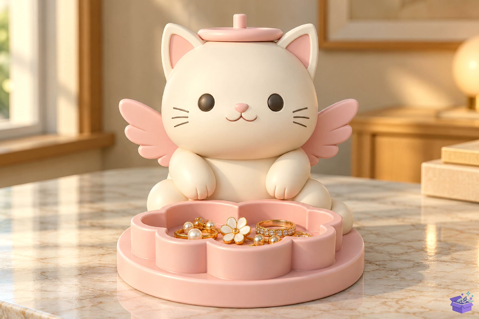 Kawaii Kedi Angel Takı Aksesuar Tray STL - 3D Baskı ve Model Dosyası (STL, OBJ, 3MF) - detaylı önizleme 2