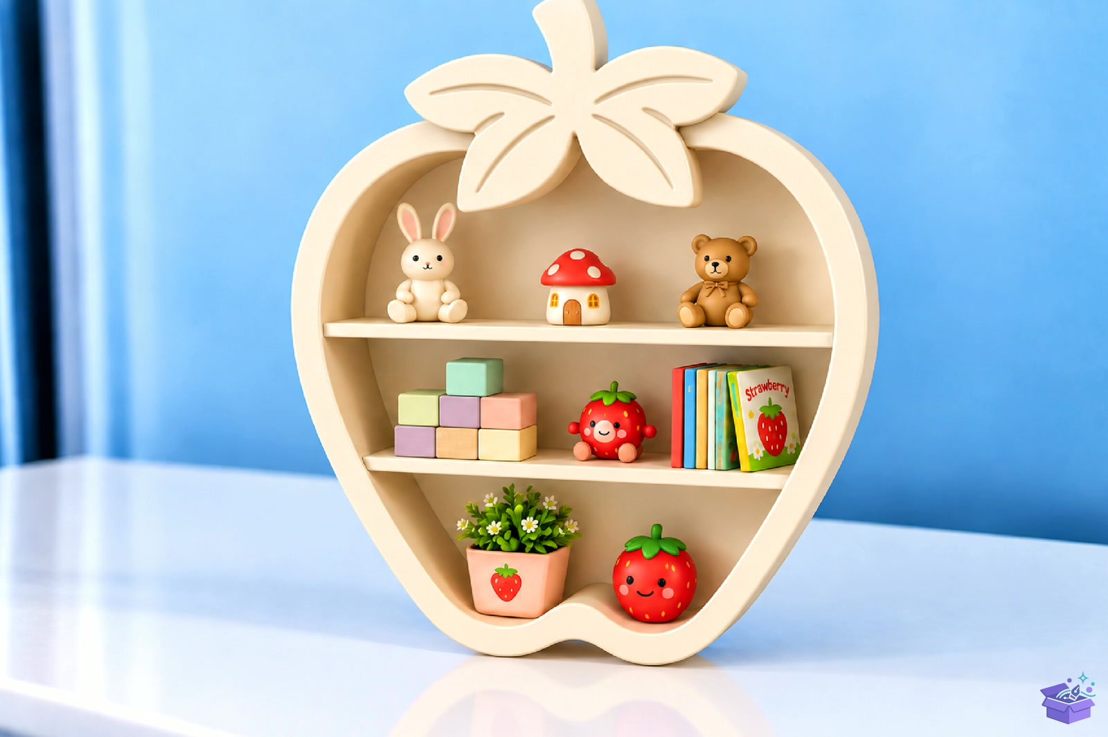 Printable Strawberry Shaped Plant Duvar Rafı - 3D Baskı ve Model Dosyası (STL, OBJ, 3MF) - detaylı önizleme 2
