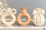 Kurdele Fiyonk Düğümlü Vazo (3 Tasarım) - 3D Baskı ve Model Dosyası (STL) - detaylı önizleme 3