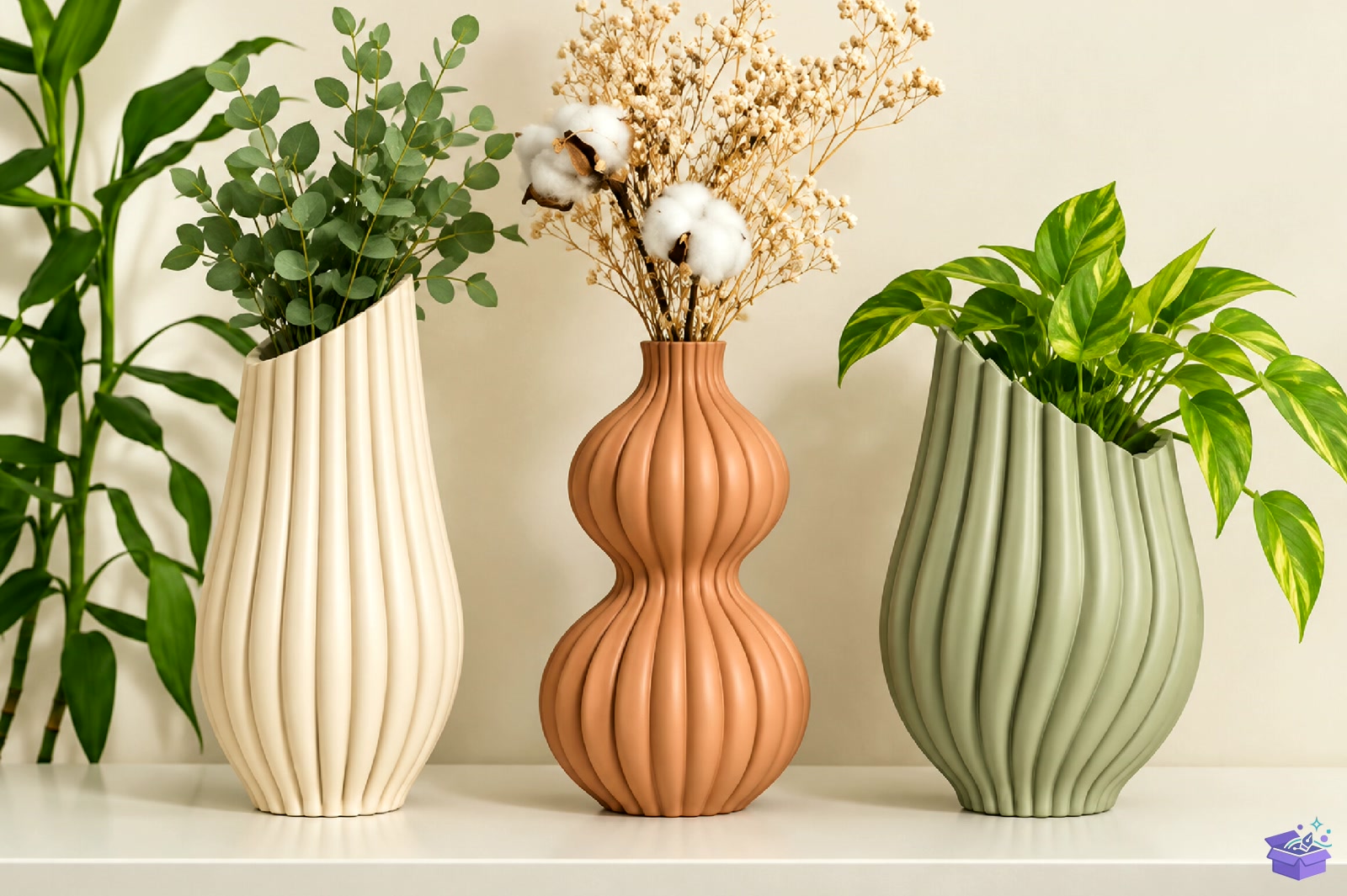 Ribbed Fluted Vazo Tasarımı STL - 3D Baskı ve Model Dosyası (STL, OBJ, 3MF) - detaylı önizleme 2