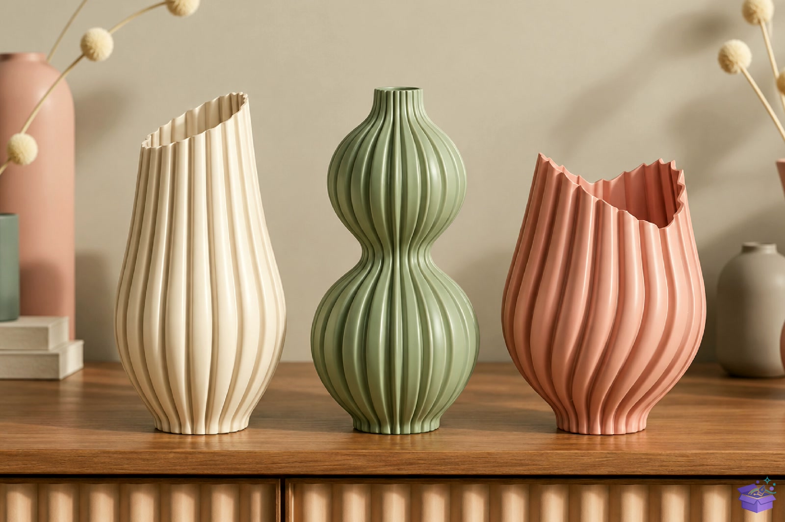 Ribbed Fluted Vazo Tasarımı STL - 3D Baskı ve Model Dosyası (STL, OBJ, 3MF) - detaylı önizleme 4