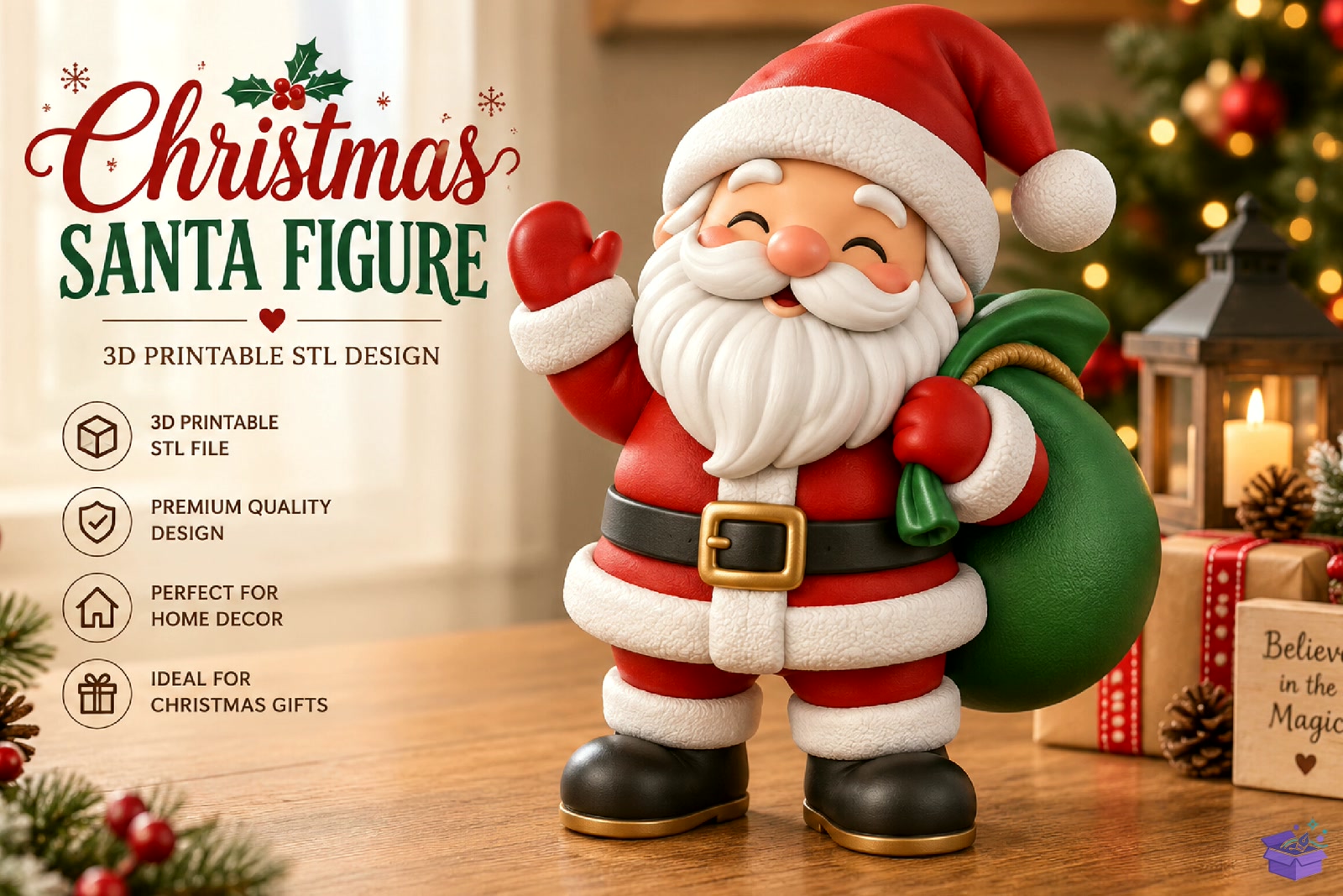 Yılbaşı Santa Figür 3D STL File - 3D Baskı ve Model Dosyası (STL, OBJ, 3MF) - detaylı önizleme 2