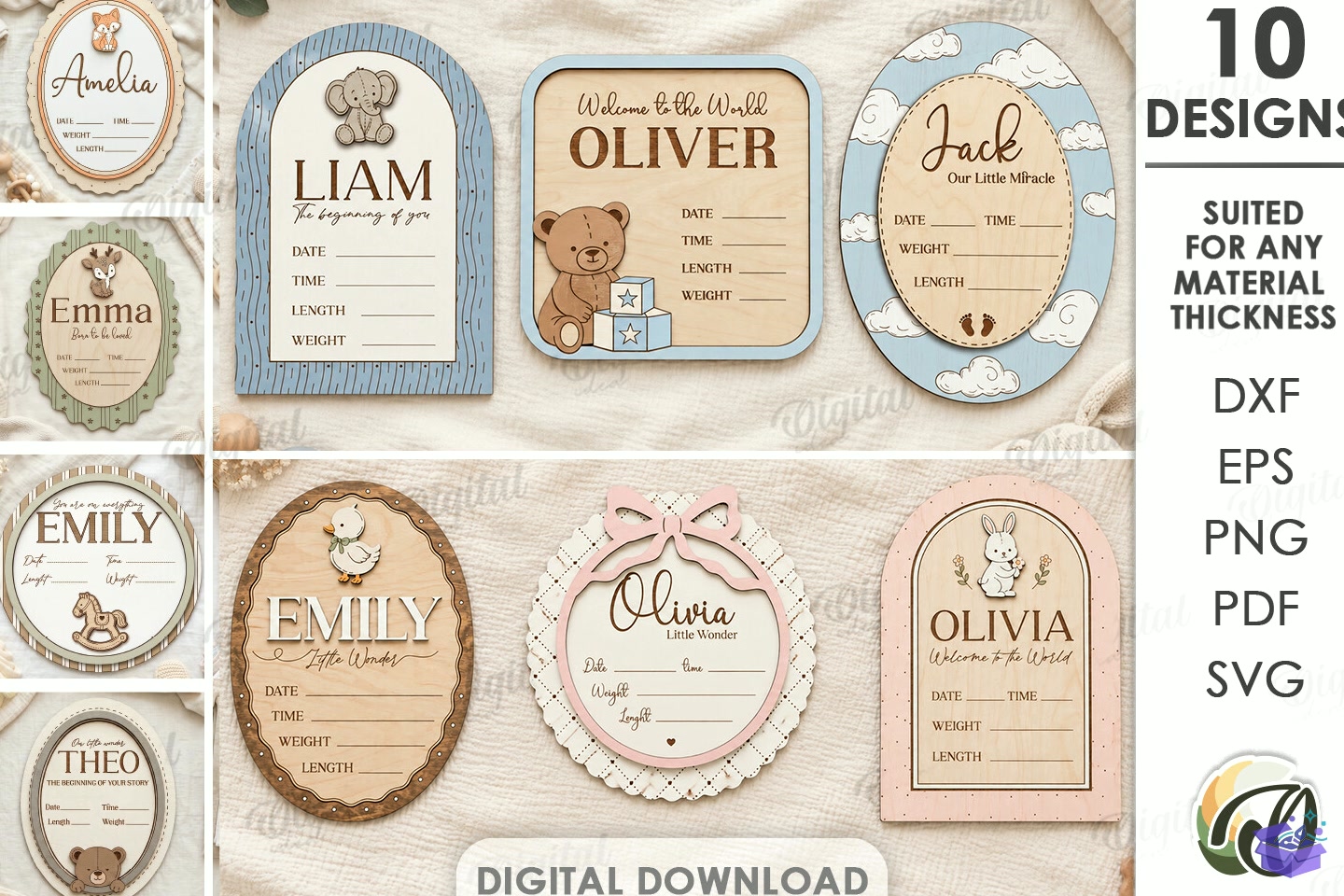 Baby Birth Announcement Tabela Levha - 3D Baskı ve Model Dosyası (STL, OBJ, 3MF) - 3D İndir (STL, OBJ, 3MF)