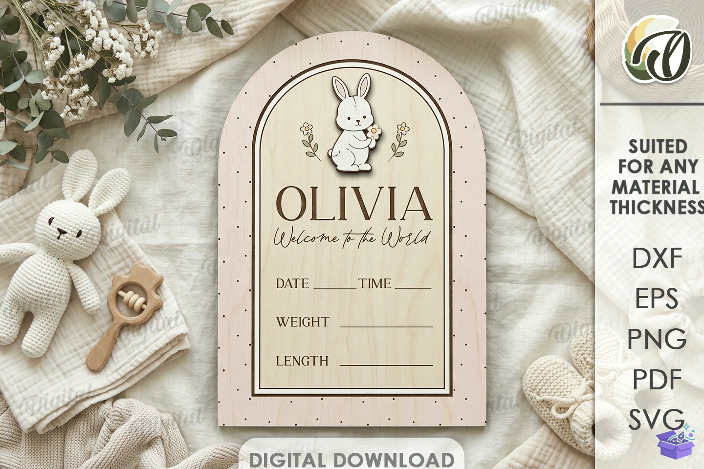 Baby Birth Announcement Tabela Levha - 3D Baskı ve Model Dosyası (STL, OBJ, 3MF) - detaylı önizleme 2