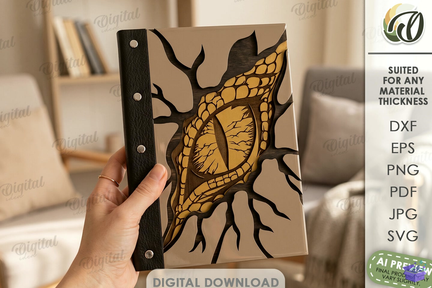 Fantasy Notebook Covers Lazer Kesim - 3D Baskı ve Model Dosyası (STL, OBJ, 3MF) - detaylı önizleme 2