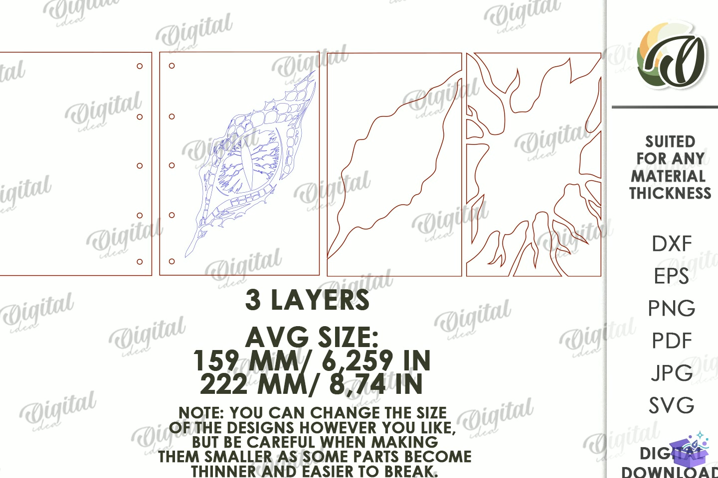 Fantasy Notebook Covers Lazer Kesim - 3D Baskı ve Model Dosyası (STL, OBJ, 3MF) - detaylı önizleme 3