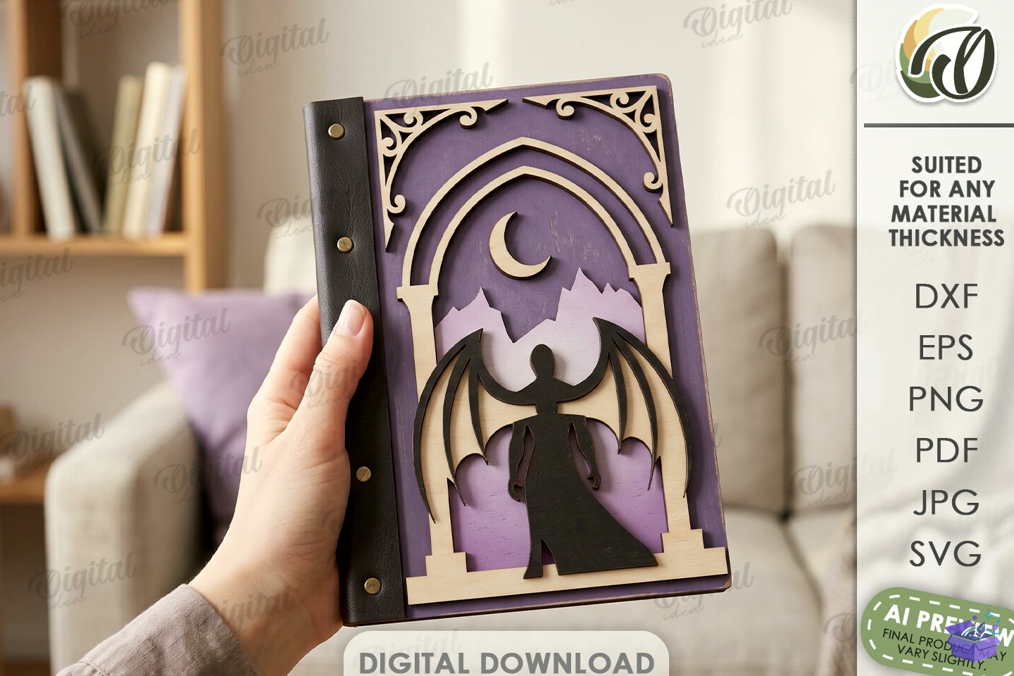 Fantasy Notebook Covers Lazer Kesim - 3D Baskı ve Model Dosyası (STL, OBJ, 3MF) - detaylı önizleme 6