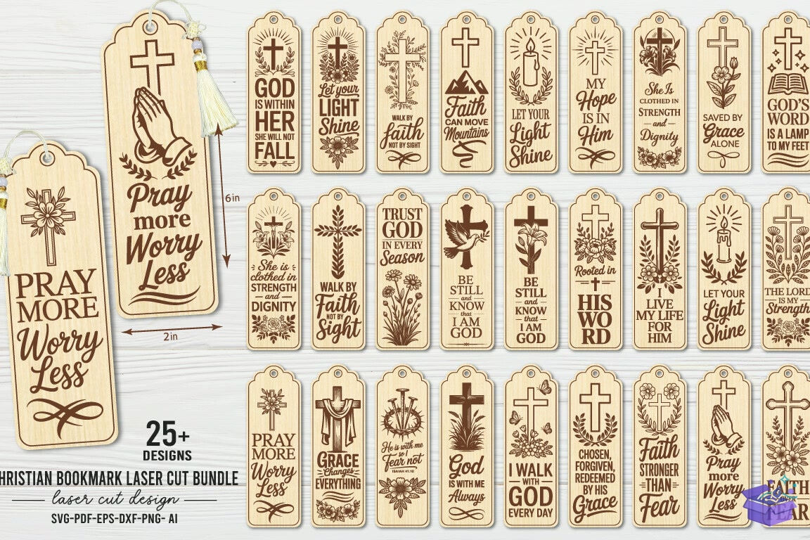 Christian Kitap Ayracı Lazer Kesim - 3D Baskı ve Model Dosyası (STL, OBJ, 3MF) - 3D İndir (STL, OBJ, 3MF)
