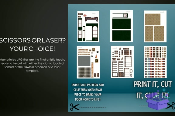 Book Nook: Svg Dxf Jpg Lazer Kesim - 3D Baskı ve Model Dosyası (STL, OBJ, 3MF) - detaylı önizleme 3