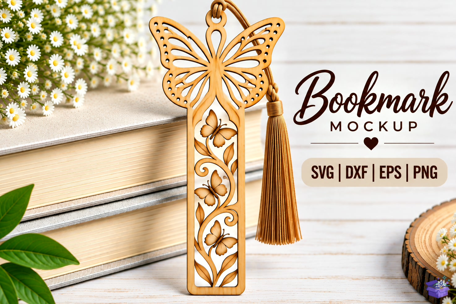 Kelebek Floral Kitap Ayracı SVG - 3D Baskı ve Model Dosyası (STL, OBJ, 3MF) - detaylı önizleme 2