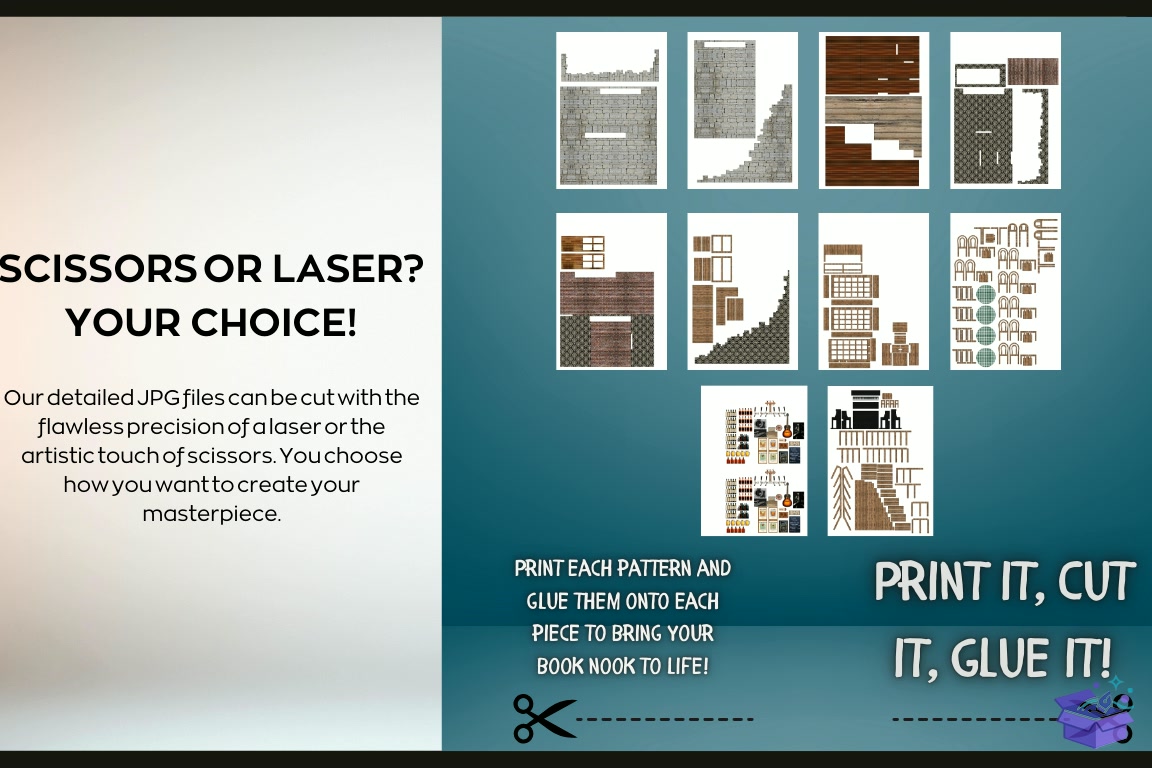 Pub Book Nook: Lazer Kesim Svg Dxf Jpg - 3D Baskı ve Model Dosyası (STL, OBJ, 3MF) - detaylı önizleme 4