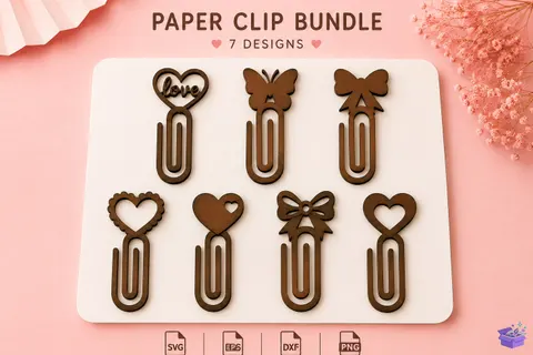 Ahşap Paper Clip Kitap Ayracı Lazer Kesim - 3D Baskı ve Model Dosyası (STL, OBJ, 3MF) - 3D İndir (STL, OBJ, 3MF)