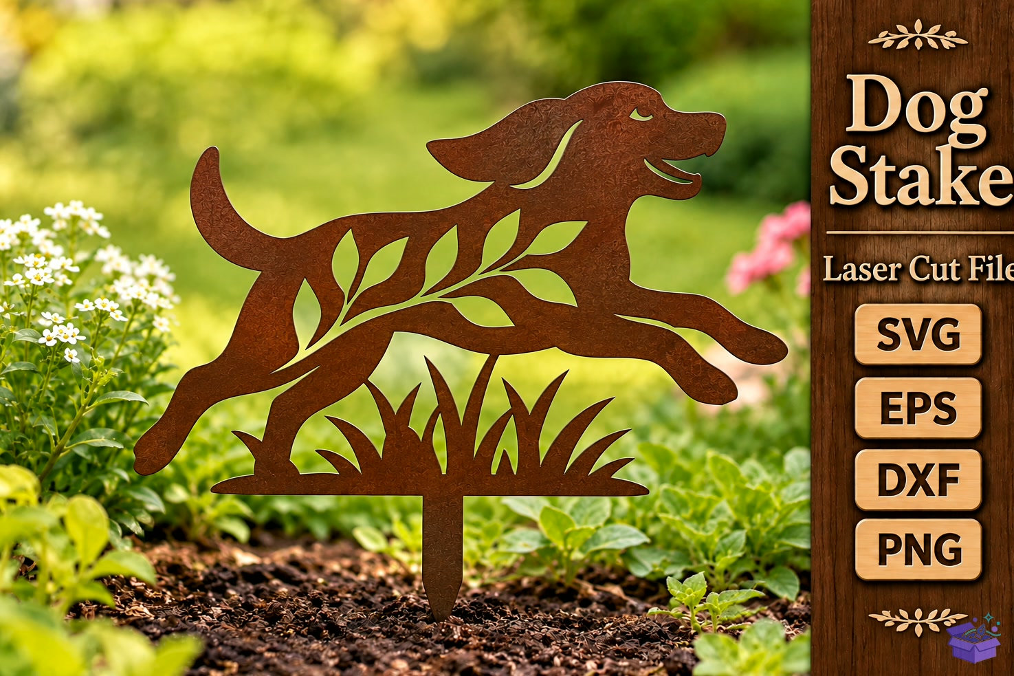 Köpek Stake Lazer Kesim SVG - 3D Baskı ve Model Dosyası (STL, OBJ, 3MF) - detaylı önizleme 3
