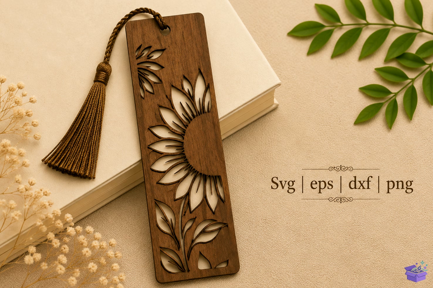 Floral Kitap Ayracı Lazer Kesim SVG - 3D Baskı ve Model Dosyası (STL, OBJ, 3MF) - 3D İndir (STL, OBJ, 3MF)