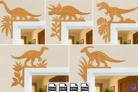 Dinosaur Door Corner Lazer Kesim - 3D Baskı ve Model Dosyası (STL, OBJ, 3MF) - 3D İndir (STL, OBJ, 3MF)