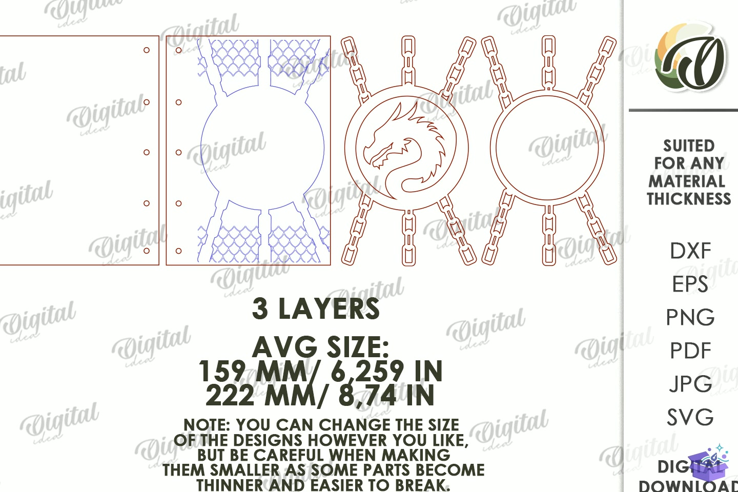 Fantasy Notebook Cover Lazer Kesim - 3D Baskı ve Model Dosyası (STL, OBJ, 3MF) - detaylı önizleme 2