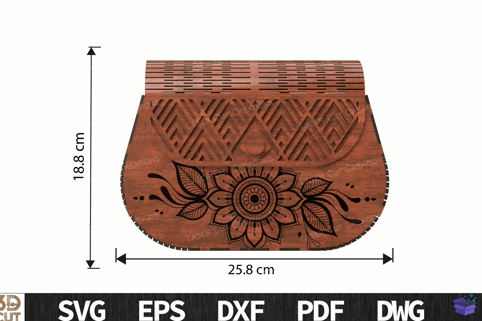 Boho Ahşap Bag Lazer Kesim SVG - 3D Baskı ve Model Dosyası (STL, OBJ, 3MF) - detaylı önizleme 2