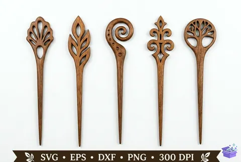 Ahşap Hair Stick Lazer Kesim - 3D Baskı ve Model Dosyası (STL, OBJ, 3MF) - 3D İndir (STL, OBJ, 3MF)