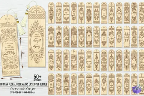 Christian Floral Kitap Ayracı Laser - 3D Baskı ve Model Dosyası (STL, OBJ, 3MF) - 3D İndir (STL, OBJ, 3MF)