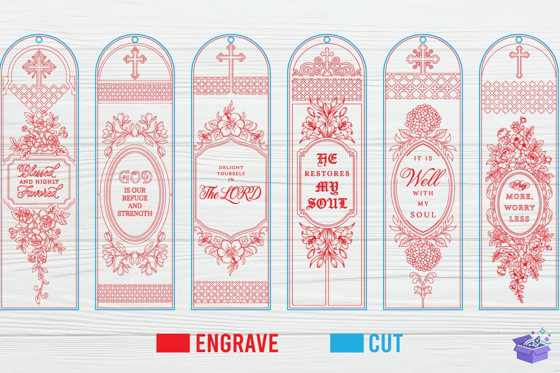 Christian Floral Kitap Ayracı Laser - 3D Baskı ve Model Dosyası (STL, OBJ, 3MF) - detaylı önizleme 2