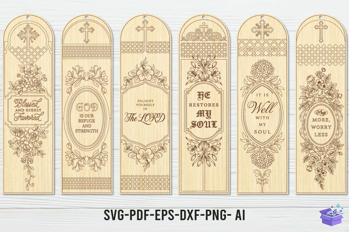 Christian Floral Kitap Ayracı Laser - 3D Baskı ve Model Dosyası (STL, OBJ, 3MF) - detaylı önizleme 3