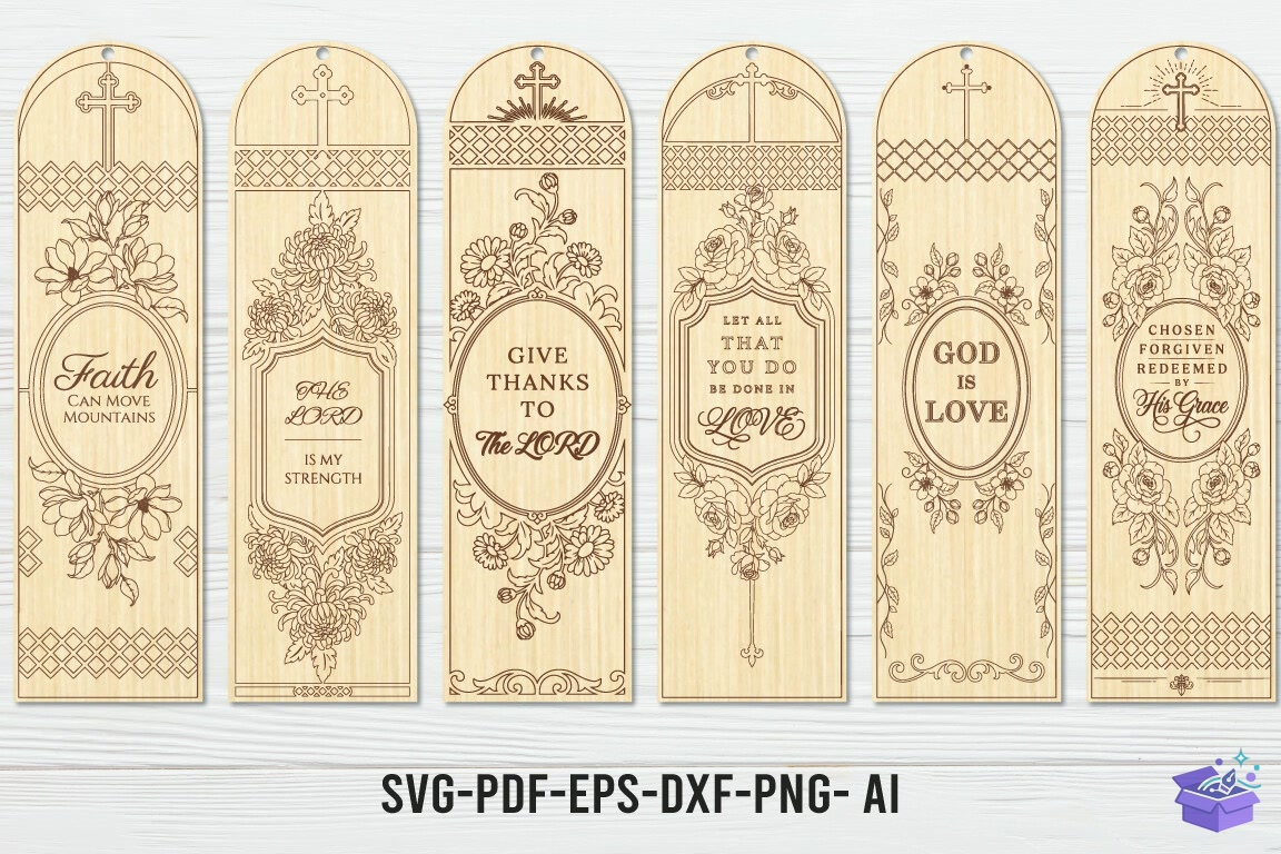 Christian Floral Kitap Ayracı Laser - 3D Baskı ve Model Dosyası (STL, OBJ, 3MF) - detaylı önizleme 4