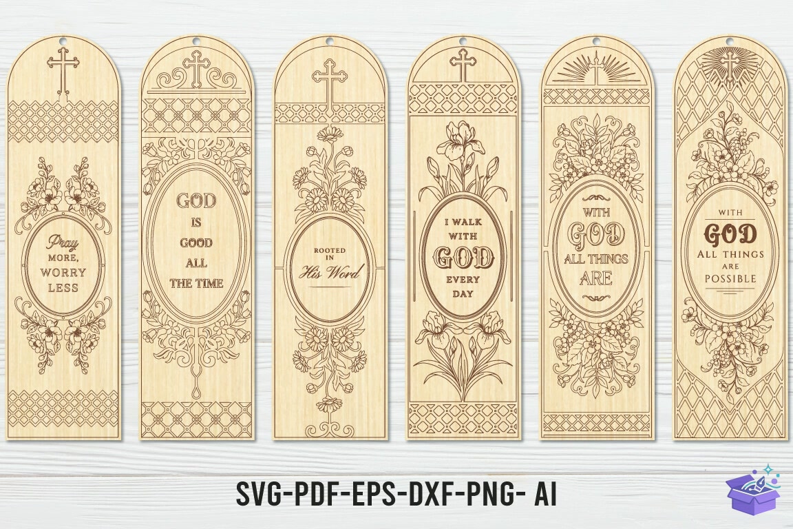 Christian Floral Kitap Ayracı Laser - 3D Baskı ve Model Dosyası (STL, OBJ, 3MF) - detaylı önizleme 5