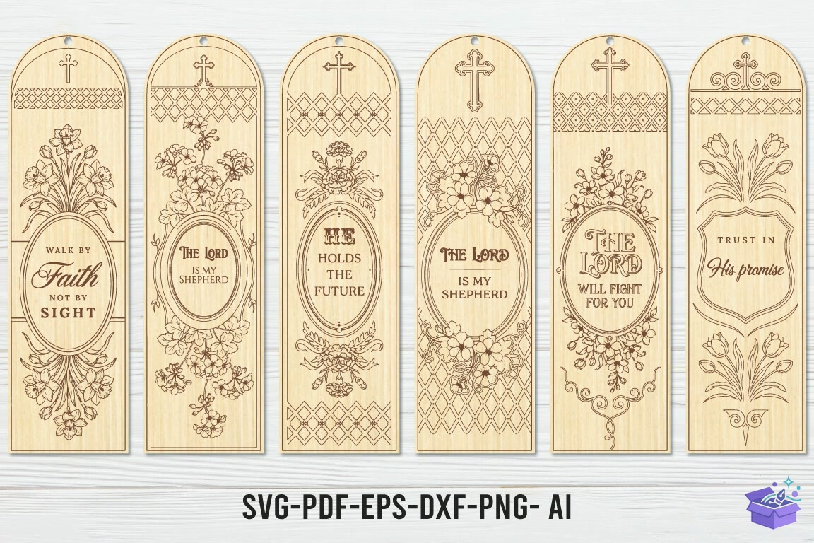Christian Floral Kitap Ayracı Laser - 3D Baskı ve Model Dosyası (STL, OBJ, 3MF) - detaylı önizleme 6