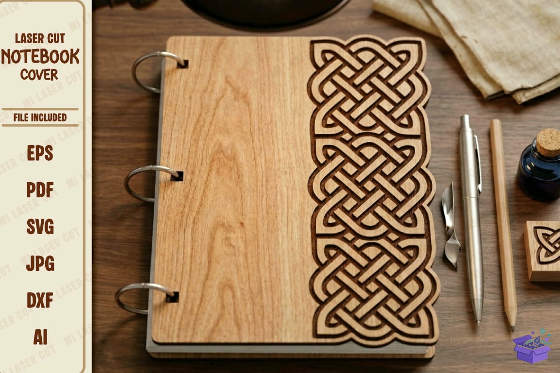Glowforge Notebook Cover SVG - 3D Baskı ve Model Dosyası (STL, OBJ, 3MF) - detaylı önizleme 4