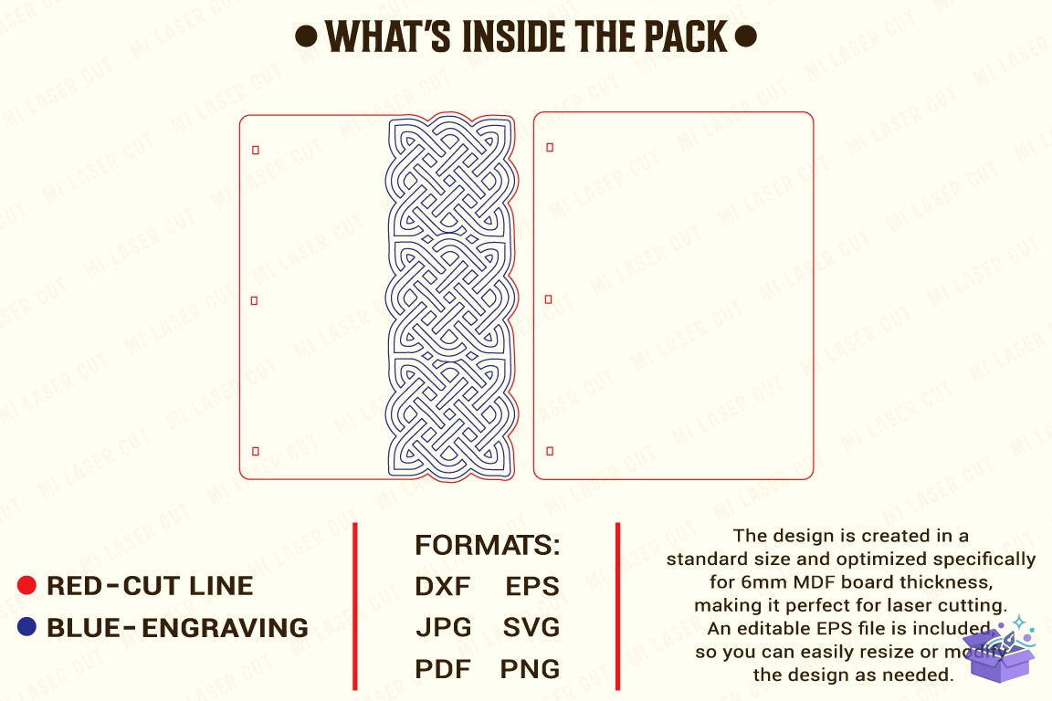 Glowforge Notebook Cover SVG - 3D Baskı ve Model Dosyası (STL, OBJ, 3MF) - detaylı önizleme 5